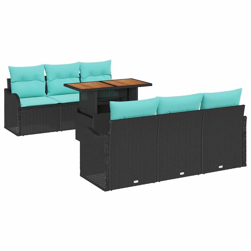 vidaXL 7 Piece Garden Sofa Set with Cushions - 69.3×24.4×27.2
