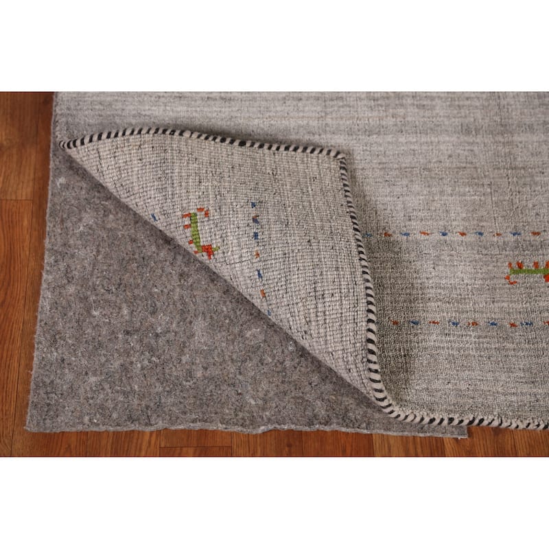 Little Animals Gray Gabbeh Indian Rug Hand-Knotted Wool Carpet - 4'0" x 5'11"