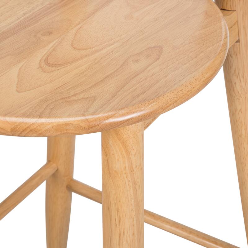 Christopher Knight Home - Ravenshaw Rubberwood Barstool with Ergonomic Cross-Bar Backrest (Set of 2)