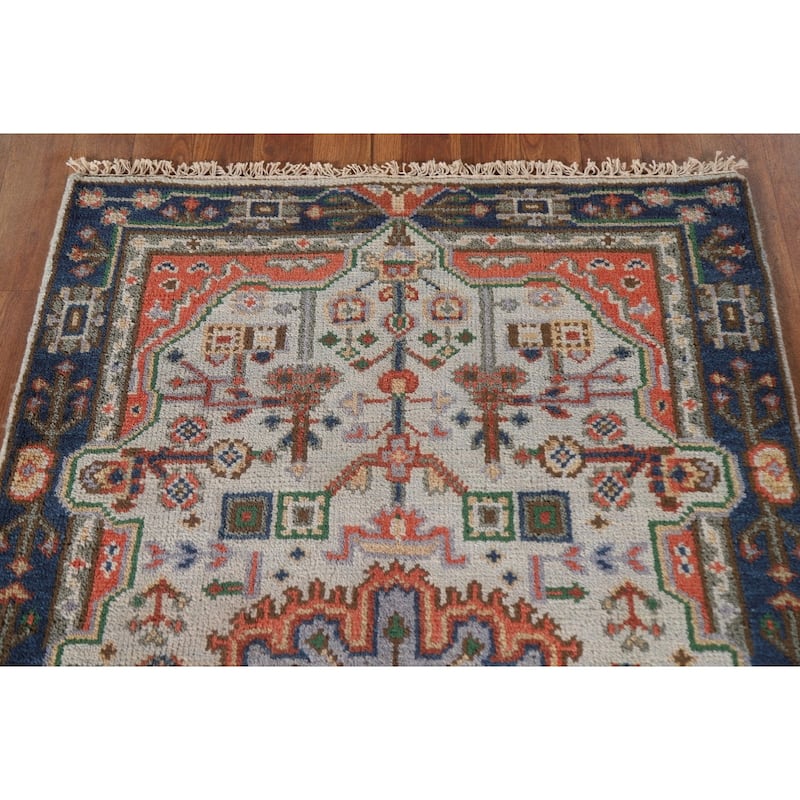 Geometric Kazak Indian Area Rug Handmade Wool Carpet - 3'0"x 5'0"