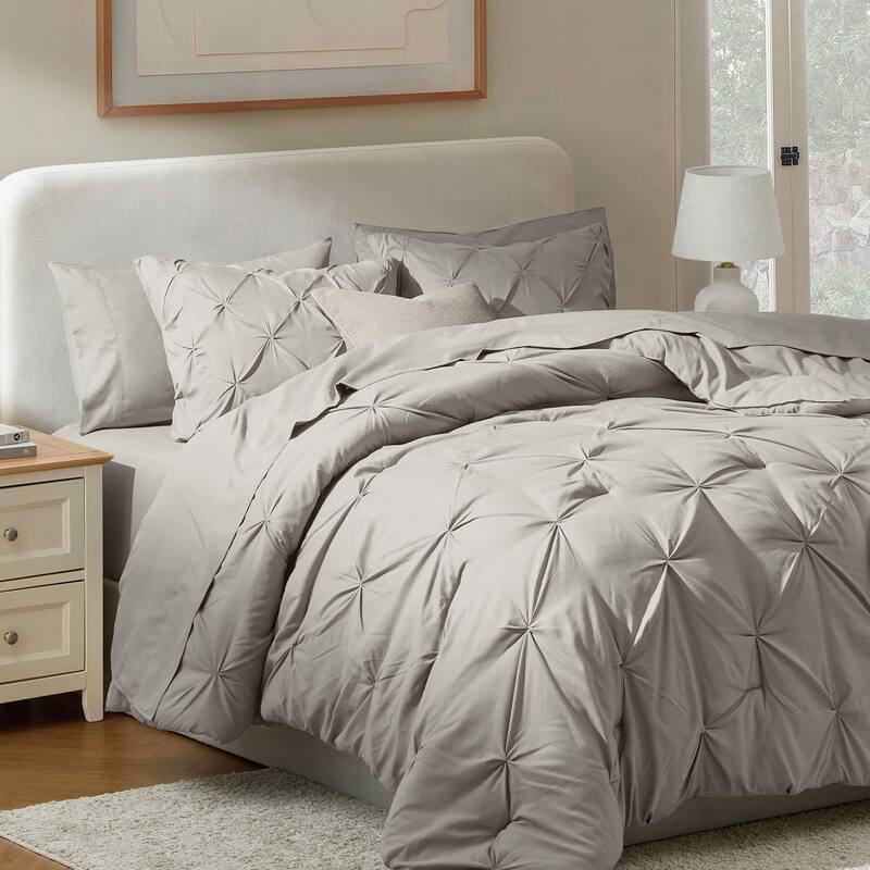 Nestl Pinch Pleate Comforter Set Bed in a Bag with Cooling Pillow