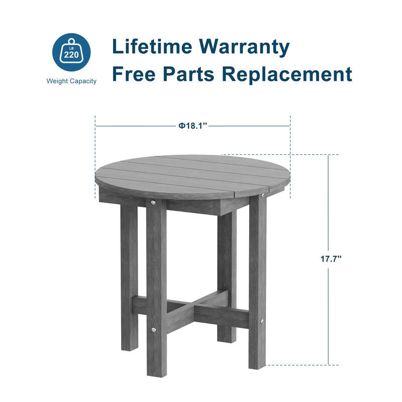 HDPE Outdoor Side Table, 220 lbs All-weather Patio End Table