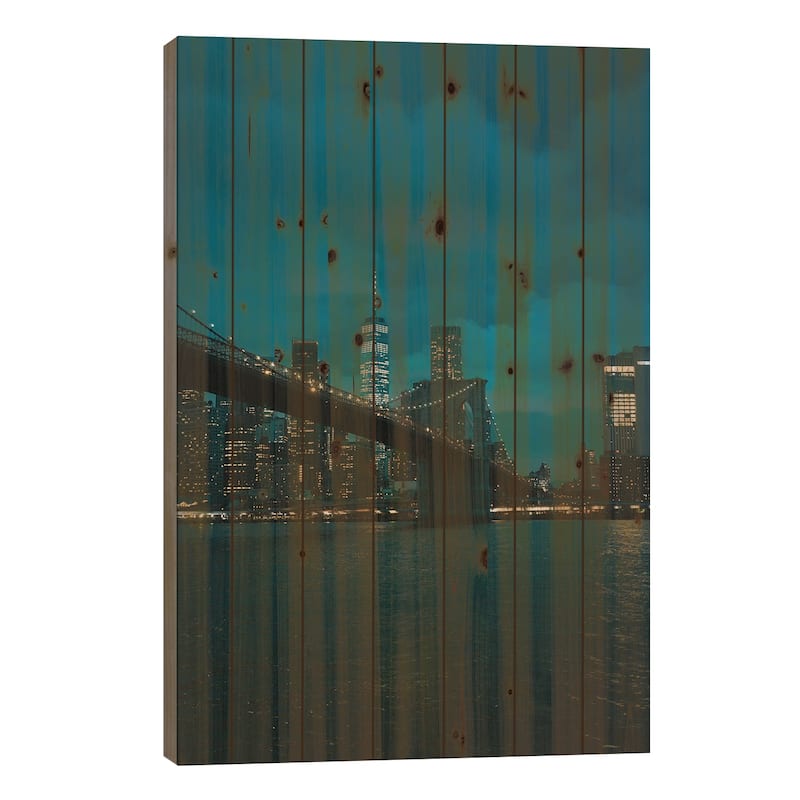 NYC Skyline From Dumbo I Print On Wood by Jon Bilous - Multi-Color - 40x26x1.5