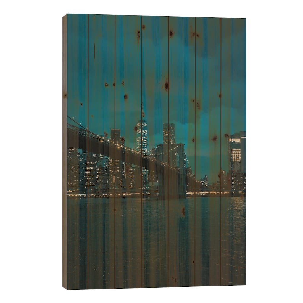 NYC Skyline From Dumbo I Print On Wood by Jon Bilous - Multi-Color