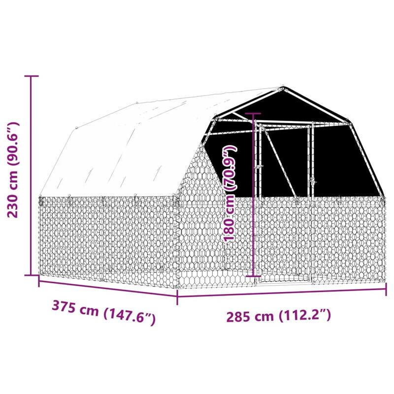vidaXL Dog Cage with Roof and Door Playpen Animal Kennel Silver Galvanized Steel