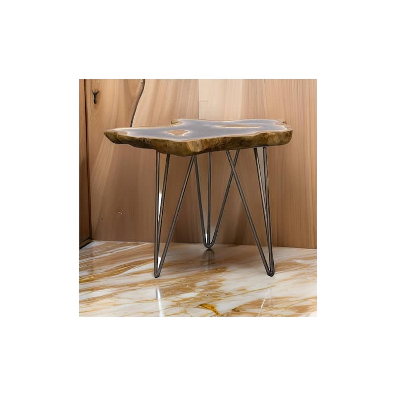 19.7 in. Brown Rectangle Wood End Table, Sturdy Build End Side Table for Living Rooms