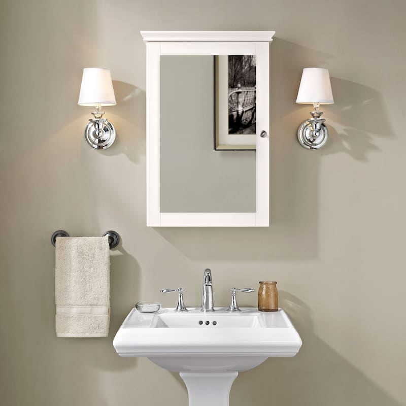 Crosley Lydia Mirrored Wall Cabinet in White