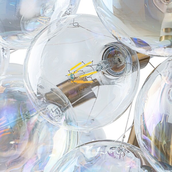 Modern Glam Pearlescent Glass Globe Cluster Bubble Chandelier