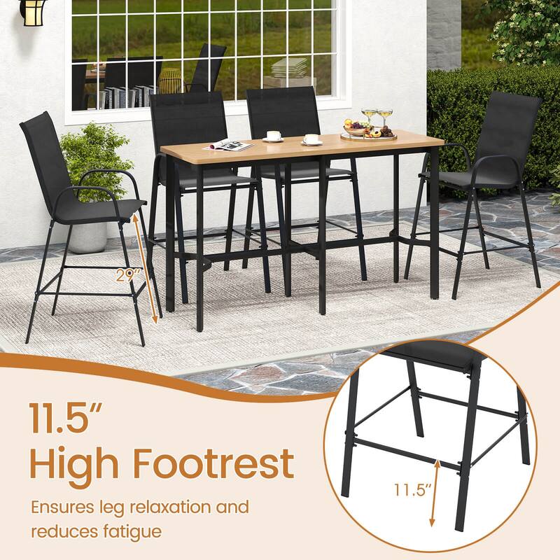 Costway 2 PCS Outdoor Bar Stools 29" Fabric Bar Height Stools with - See Details