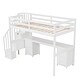 preview thumbnail 18 of 17, Multi-function Design Twin Size Wood Loft Bed with Built-in Desk,Double Drawers and Storage Staircase,Full-Length Guardrail
