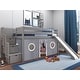 preview thumbnail 7 of 10, JACKPOT Contemporary Low Loft Twin Bed with Stairway, Slide and Tent Gray - Gray & White Tent