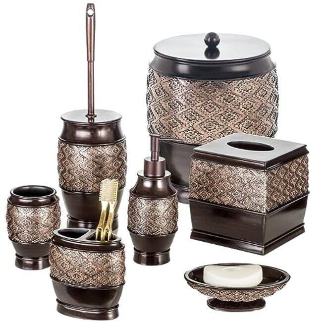 Creative Scents Dublin Brown Small Trash Can with Lid