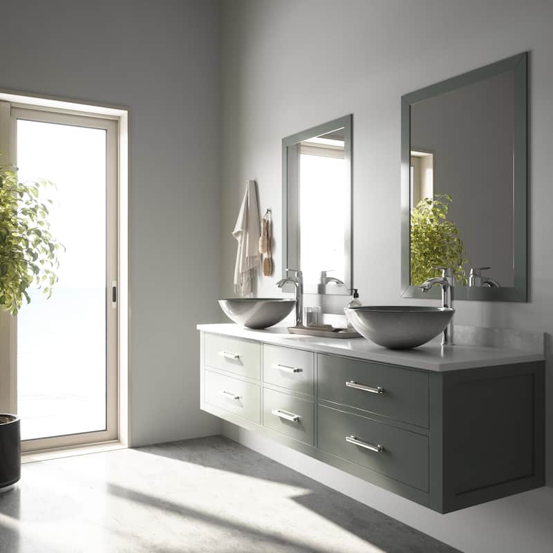VIGO Giovanni 17"L x 17"W x 6"H Glass Round Vessel Bathroom Sink