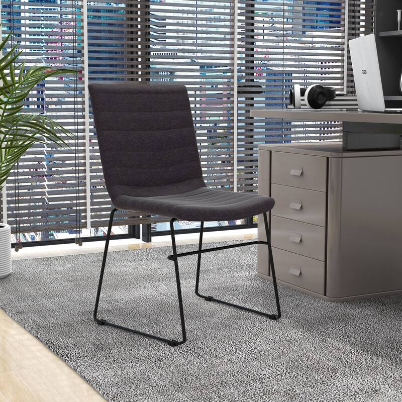 Zylar Modern Leather Guest Chair with Lumbar Support, Stainless Steel Base, High-Density Foam, Floor Protectors, 300 lb Capacity