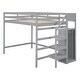 preview thumbnail 28 of 32, Full Size Loft Bed with Built-in Storage Wardrobe and Staircase,White/Gray