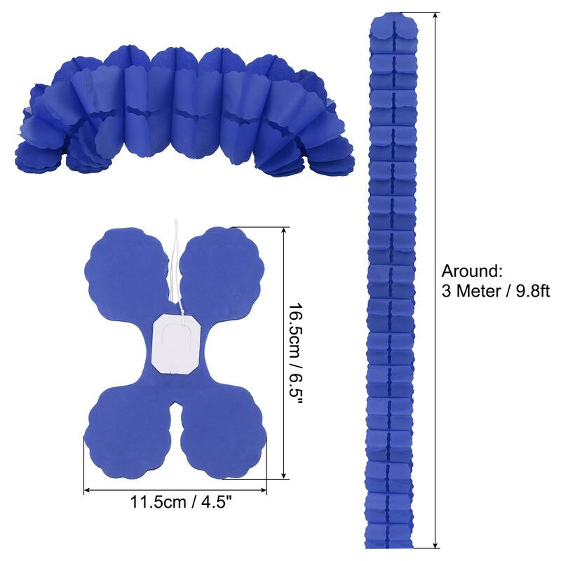 9.8ft Four-Leaf Garland, 9 Pack Tissue Paper Hanging Flower - Navy Blue
