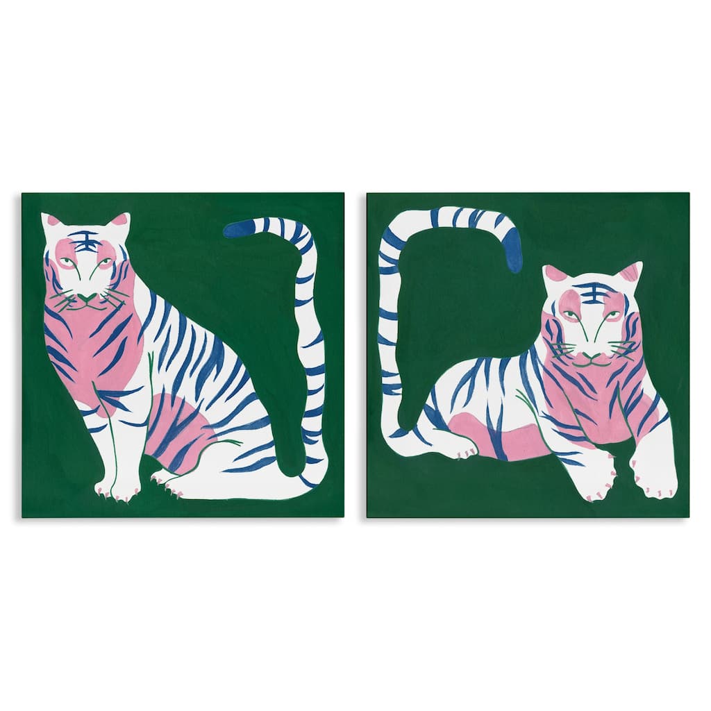 Stupell Fierce Lounging Tigers Canvas Wall Art Design By Melissa Wang (Set of 2)
