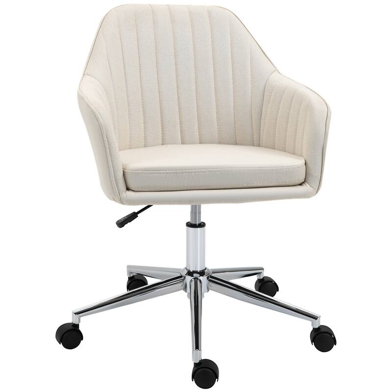 Modern Task Chair with Channel Pattern Back, 360° Swivel Base, and Breathable Fabric Upholstery for Long-Lasting Comfort - Beige