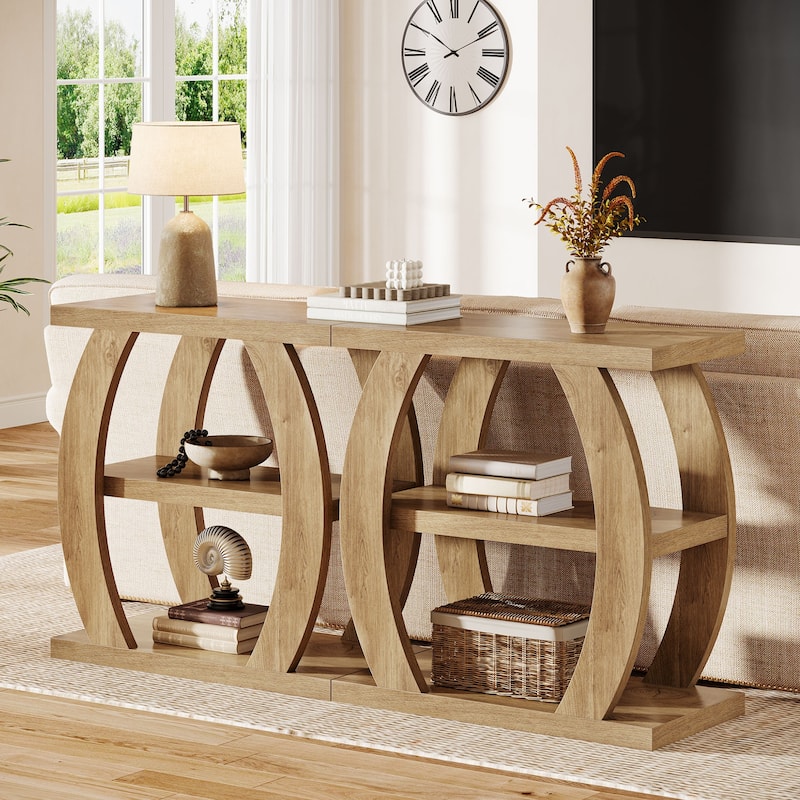 3 Tier Wood End Table for Living Room - 2-Pieces