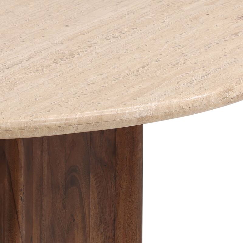 Yates 47" Wide Travertine Dining Table, Natural
