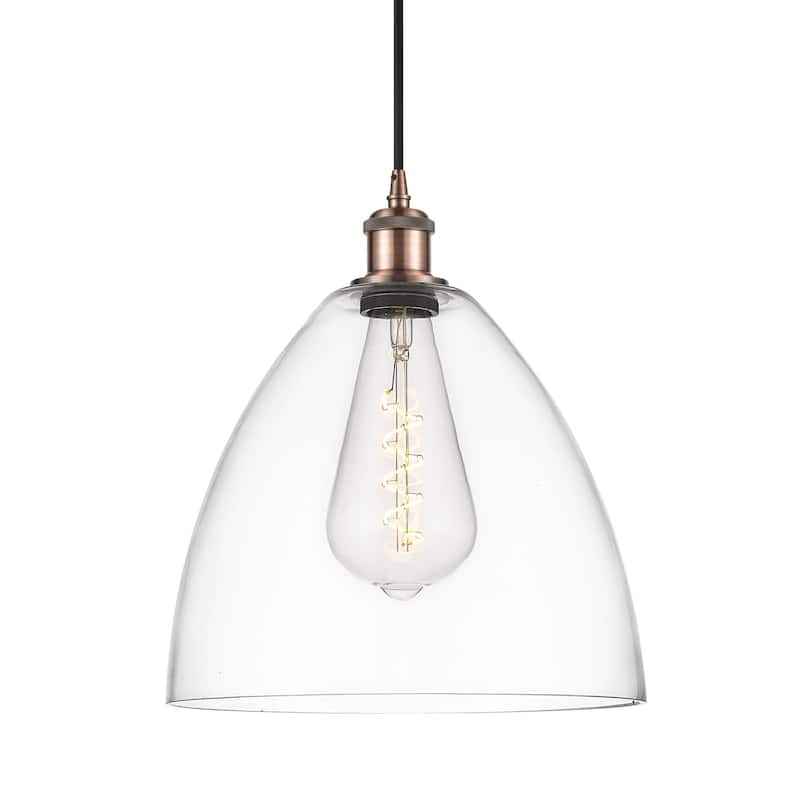 Innovations Lighting 516-1P-15-12 Bristol Pendant Bristol Glass 12" - Antique Copper / Clear