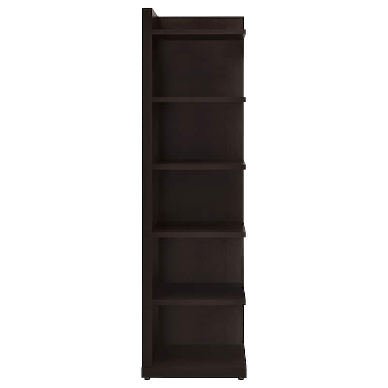 Alder 71-inch 5-shelf Corner Bookcase Cappuccino - 19.75" x 15.75" x 71.00"