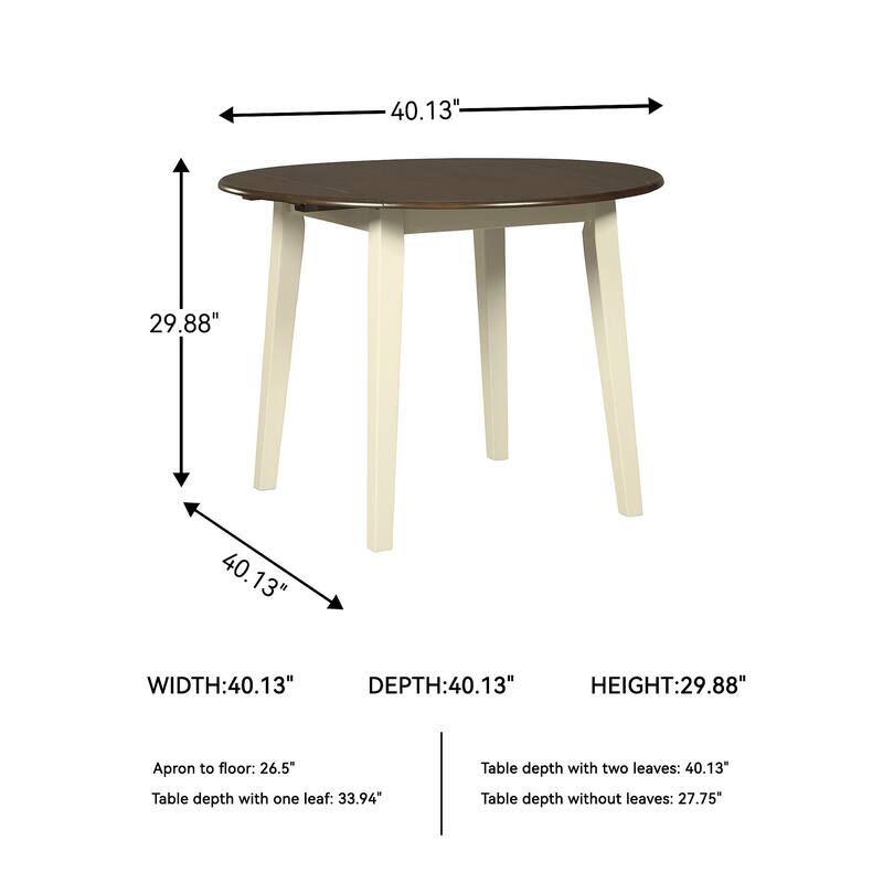 Signature Design By Ashley Woodanville White/ Brown Drop-leaf Round Table