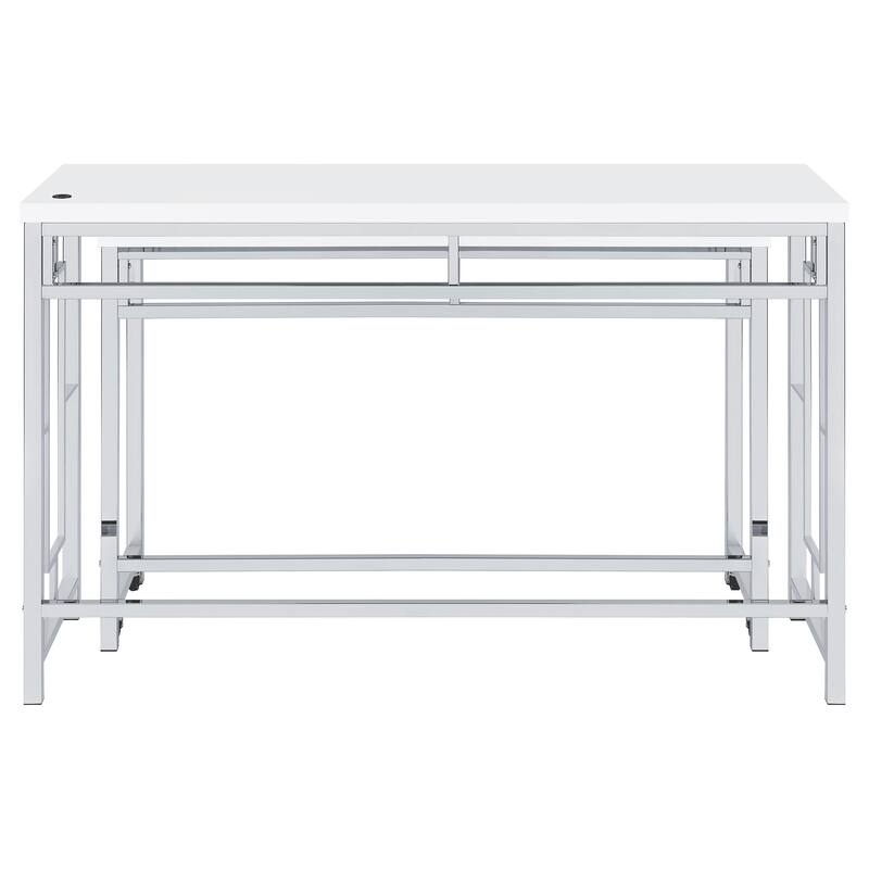 Laguna White 4-piece Counter Height Table with Pot Rack
