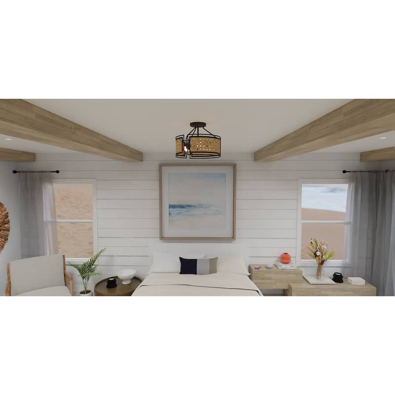Priya 3-Light Matte Black Semi-Flush Mount