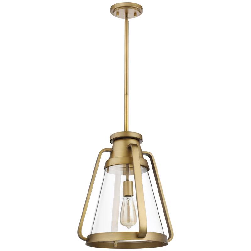 Everett 1 Light 14 Inch Pendant Natural Brass with Clear Glass - Natural Brass