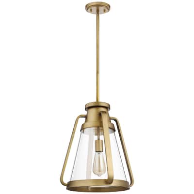 Everett 1 Light 14 Inch Pendant Natural Brass with Clear Glass - Natural Brass