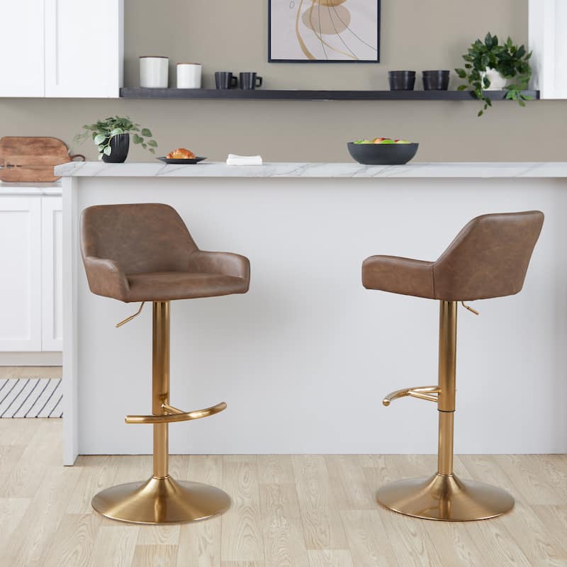 Silver Orchid Galotti Adjustable Bar Stool with Rounded T Footrest (Set of 2)