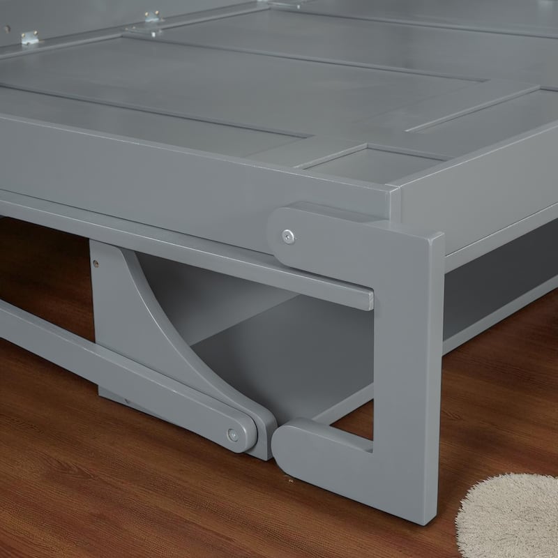Full/Queen Murphy Wall Bed with Desk, Hydraulic Lift, 600 lb Capacity, 10 in Mattress, Space-Saving Home Office