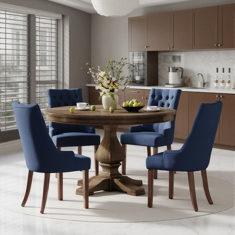 Wingback Upholstered Dining Chairs Set of 2, Fabric Side Dining Room Chairs with Tufted Button