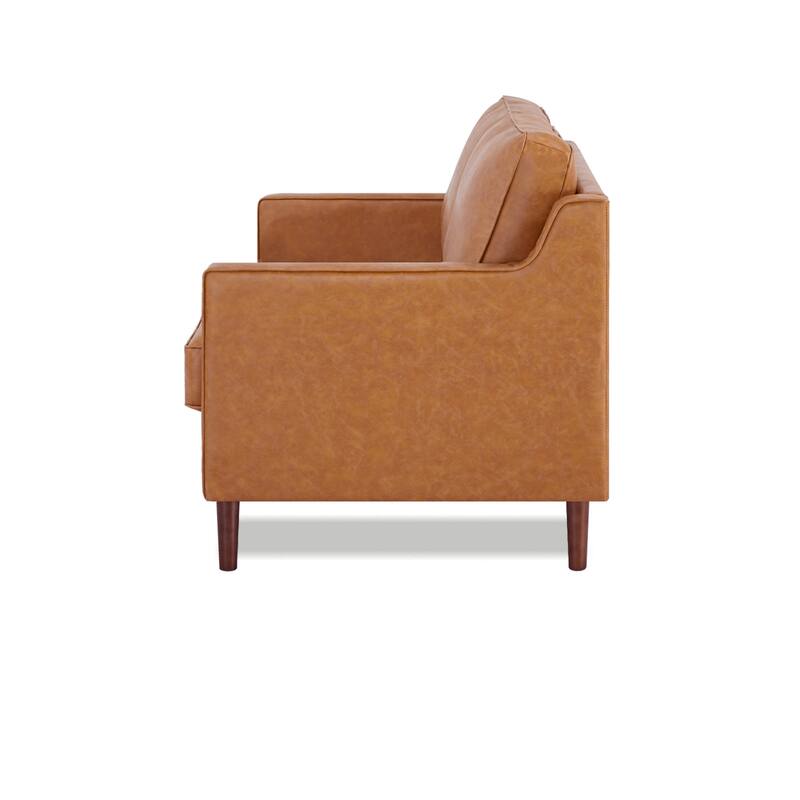 Artdeco Home - Sedona Modern Loveseat Sofa, Faux Linen / Vegan Leather Couch