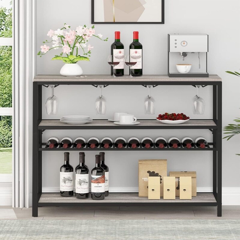 Wine Rack Table Modern Floor Standing Wine Rack Wine Cooler Oak 40 in. 40 Inch Rustic Brown