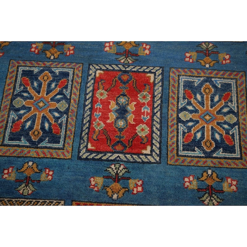 Garden Design Kazak Oriental Accent Rug Hand-Knotted Wool Carpet - 3'8" x 4'11"