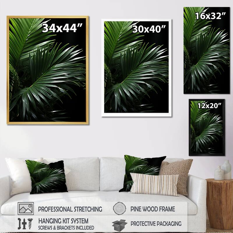 Designart "Palm Leaves Serenity II" Palms & Palm Trees Framed Wall Decor
