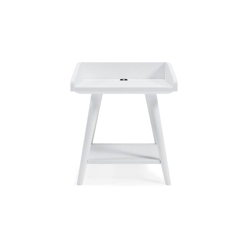 Arid Accent Table, 22 Inch, Gallery Rail Tray Top, White Wood