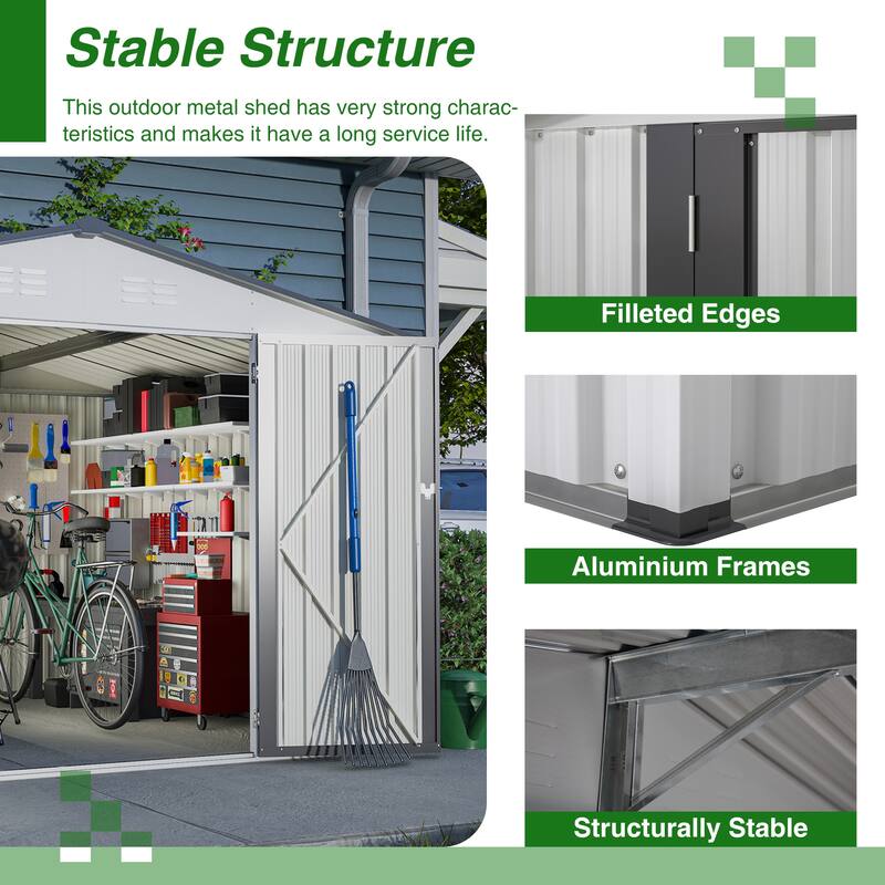 Rust-resistant Metal Garden Shed with Lockable Doors Outdoor Storage Shed Tool Shed, Integrated Vents, Water-proof