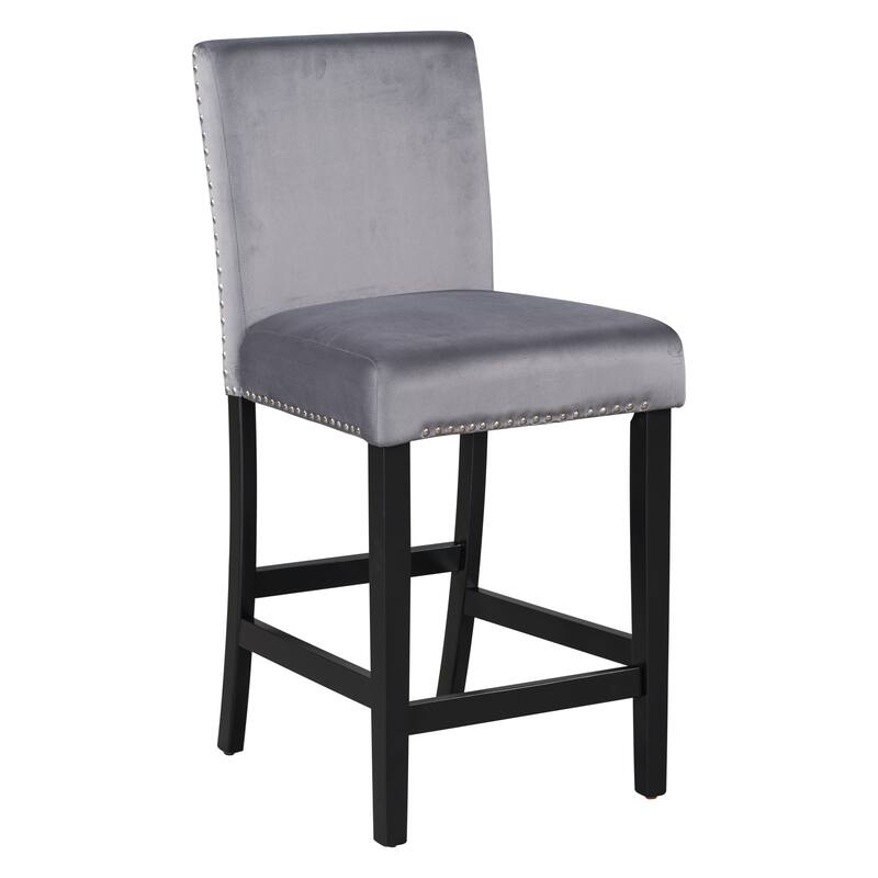 Roomfitters 5-Piece Counter Height Dining Table Set with Faux Marble Square Table and Velvet Upholstered Chairs