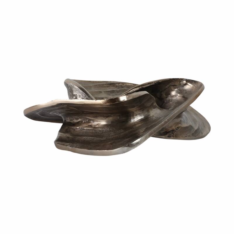 Metal Sculpture with Abstract Swirl Metallic Finish Accent - 10" Gold - 10" x 4" x 10"