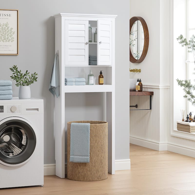 COSTARS Space-Saving Over-the-Toilet Storage Cabinet with Adjustable Shelf, White