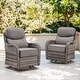 preview thumbnail 10 of 187, Outdoor Patio Sofa Swivel Chair with 6-Inch Thick Cushions Set 2PCS Swivel Chair - Grey Wicker Grey Cushion