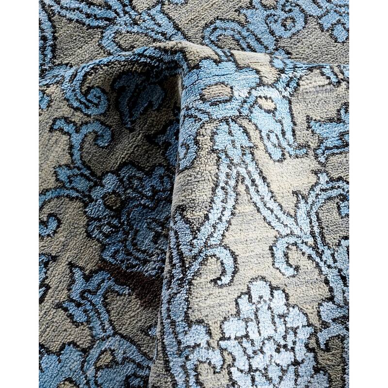 Ikat One-of-a-Kind Hand-Knotted Area Rug, Blue - 9' 2" x 12' 1"