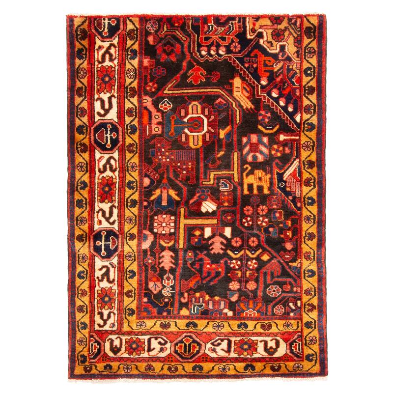 ECARPETGALLERY Hand-knotted Anatolian Dark Brown Wool Rug - 3'2 x 4'4