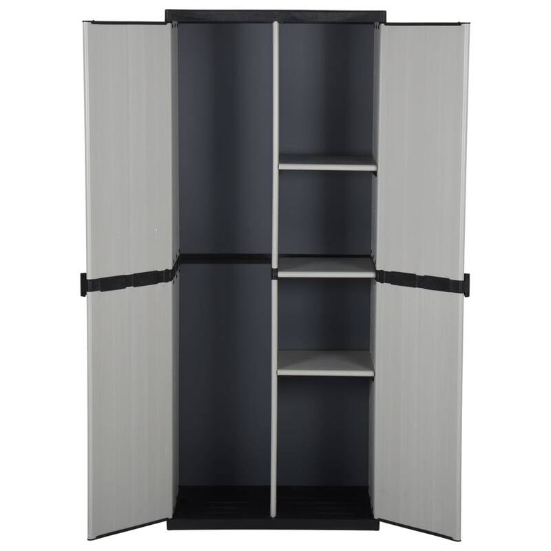 vidaXL Garden Cabinet Grey and Black PVC and PP (Polypropylene) Medium - 26.8 x 26.8 x 66.1