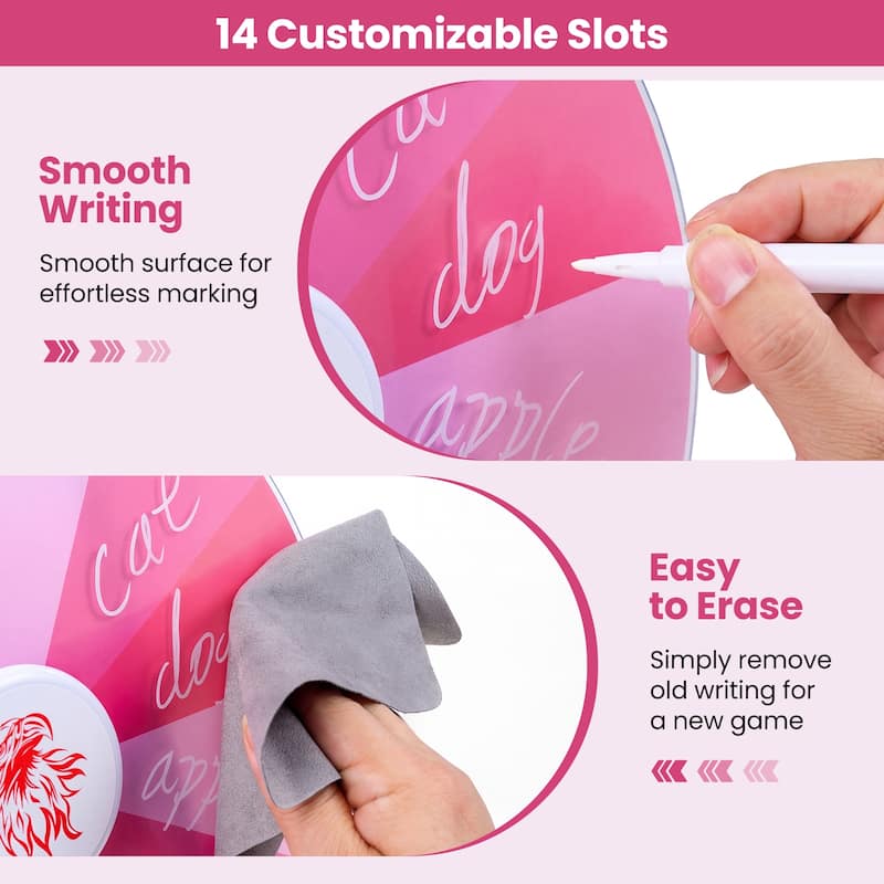 Gymax Spinning Prize Wheel 14 Slots Spin Wheel w/Blackboard Marker