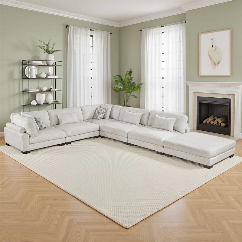 Fremont & Park Abbeville Microfiber 6-Piece Modular Sectional with Ottoman