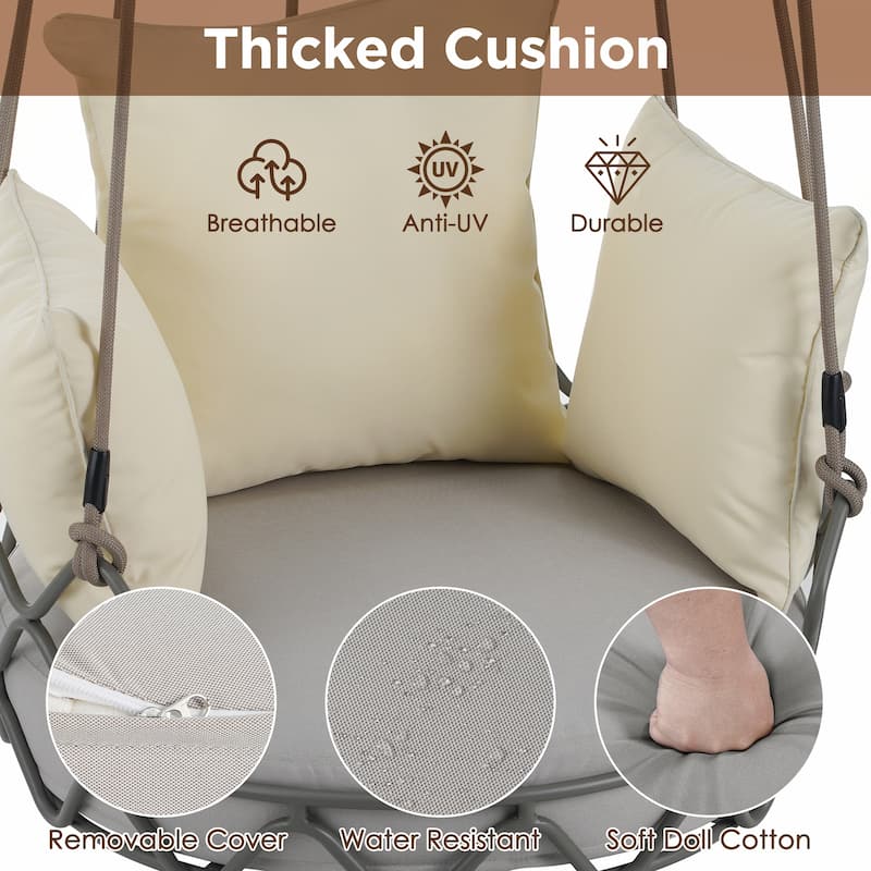 Elegant Outdoor Porch Swing Chair with UV Resistant Cushion for Patio and Balcony